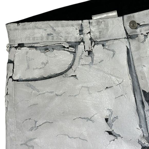 Crackled painted thigh zip denim - Picture 2 of 6